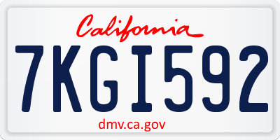 CA license plate 7KGI592