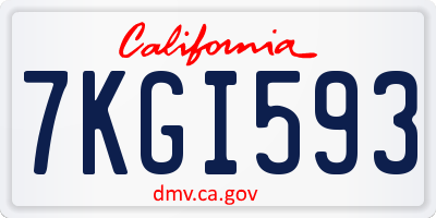 CA license plate 7KGI593