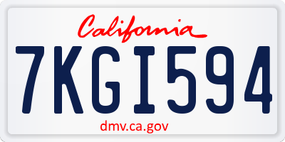 CA license plate 7KGI594