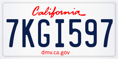 CA license plate 7KGI597