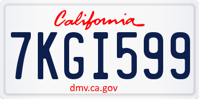 CA license plate 7KGI599