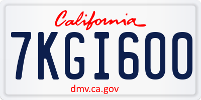 CA license plate 7KGI600