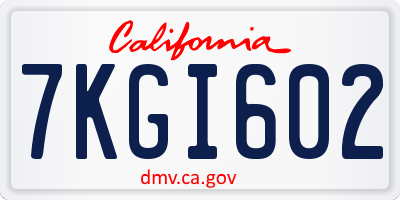 CA license plate 7KGI602