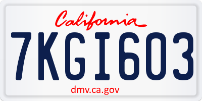 CA license plate 7KGI603