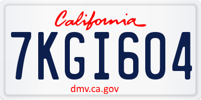 CA license plate 7KGI604