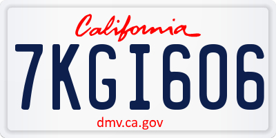 CA license plate 7KGI606