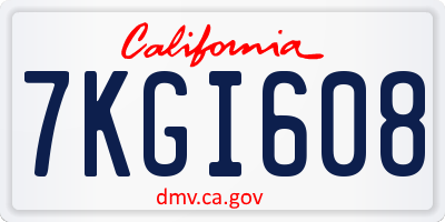 CA license plate 7KGI608