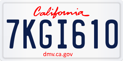 CA license plate 7KGI610