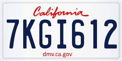 CA license plate 7KGI612