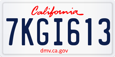 CA license plate 7KGI613