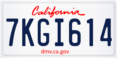 CA license plate 7KGI614