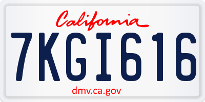 CA license plate 7KGI616