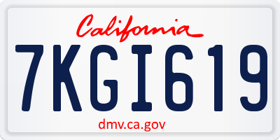 CA license plate 7KGI619
