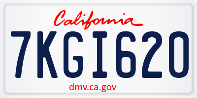 CA license plate 7KGI620