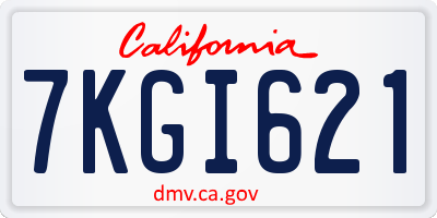 CA license plate 7KGI621