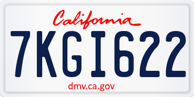 CA license plate 7KGI622