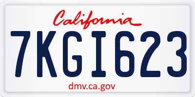CA license plate 7KGI623