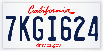 CA license plate 7KGI624