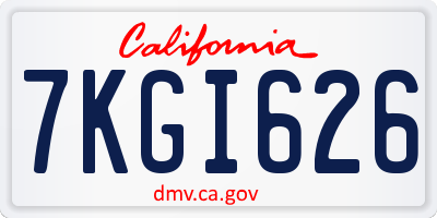 CA license plate 7KGI626