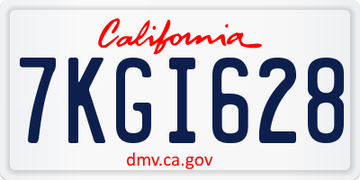 CA license plate 7KGI628