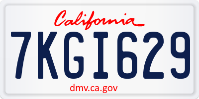 CA license plate 7KGI629
