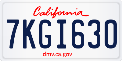 CA license plate 7KGI630