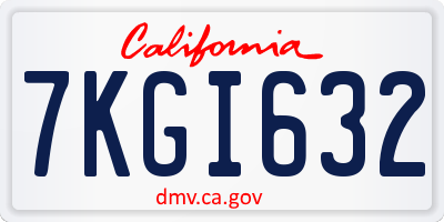 CA license plate 7KGI632