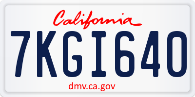 CA license plate 7KGI640