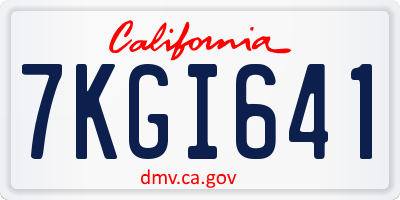 CA license plate 7KGI641
