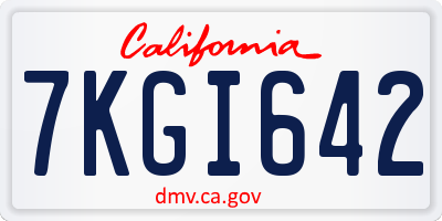 CA license plate 7KGI642