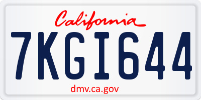 CA license plate 7KGI644