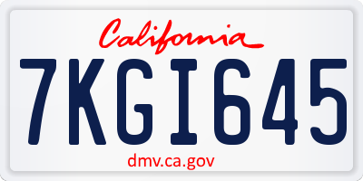 CA license plate 7KGI645