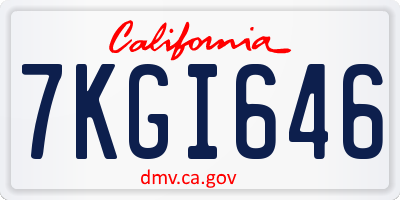 CA license plate 7KGI646