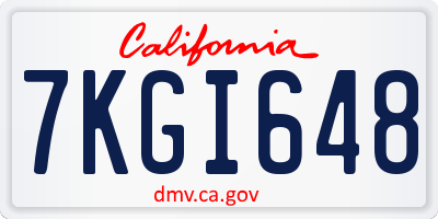 CA license plate 7KGI648