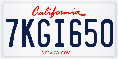 CA license plate 7KGI650