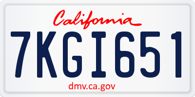 CA license plate 7KGI651