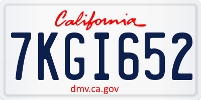 CA license plate 7KGI652