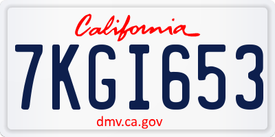 CA license plate 7KGI653