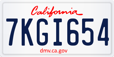 CA license plate 7KGI654