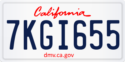 CA license plate 7KGI655