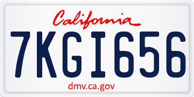CA license plate 7KGI656