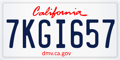 CA license plate 7KGI657