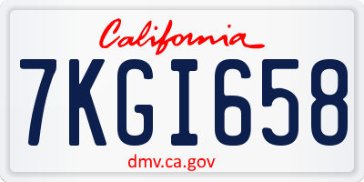 CA license plate 7KGI658