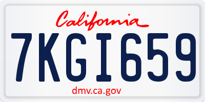 CA license plate 7KGI659