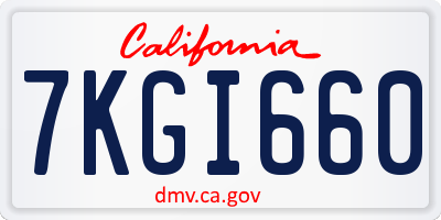 CA license plate 7KGI660