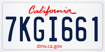 CA license plate 7KGI661