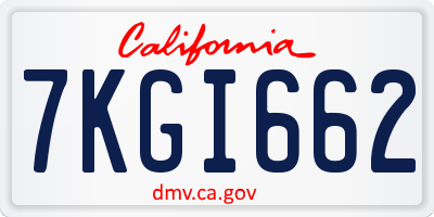 CA license plate 7KGI662