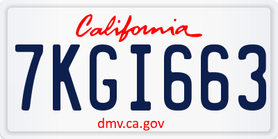 CA license plate 7KGI663