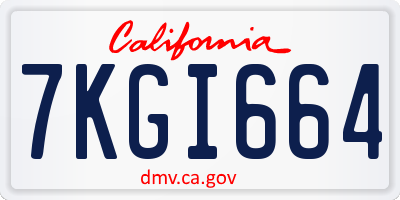 CA license plate 7KGI664