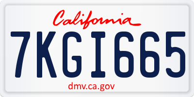 CA license plate 7KGI665